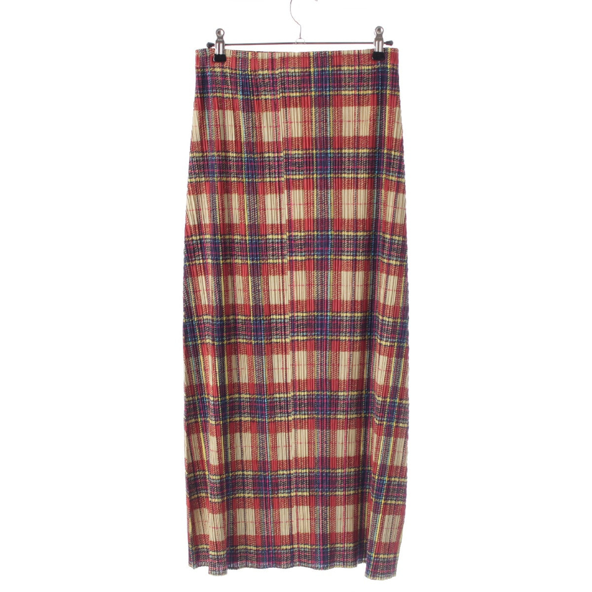ISSEY MIYAKE Pleated Please Check Pattern Long skirt PP23-JG904 Multicolor Yellow Orange 3