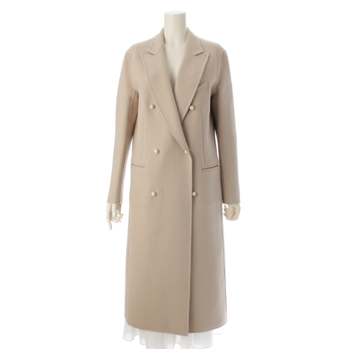MADISON BLUE wool Pearl button flocked chester coat outer 164-2008 beige 1