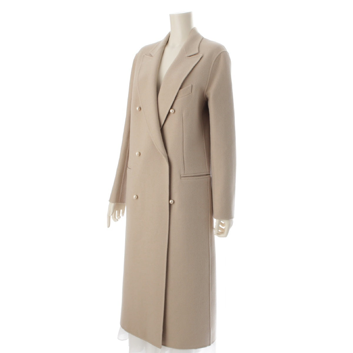 MADISON BLUE wool Pearl button flocked chester coat outer 164-2008 beige 1