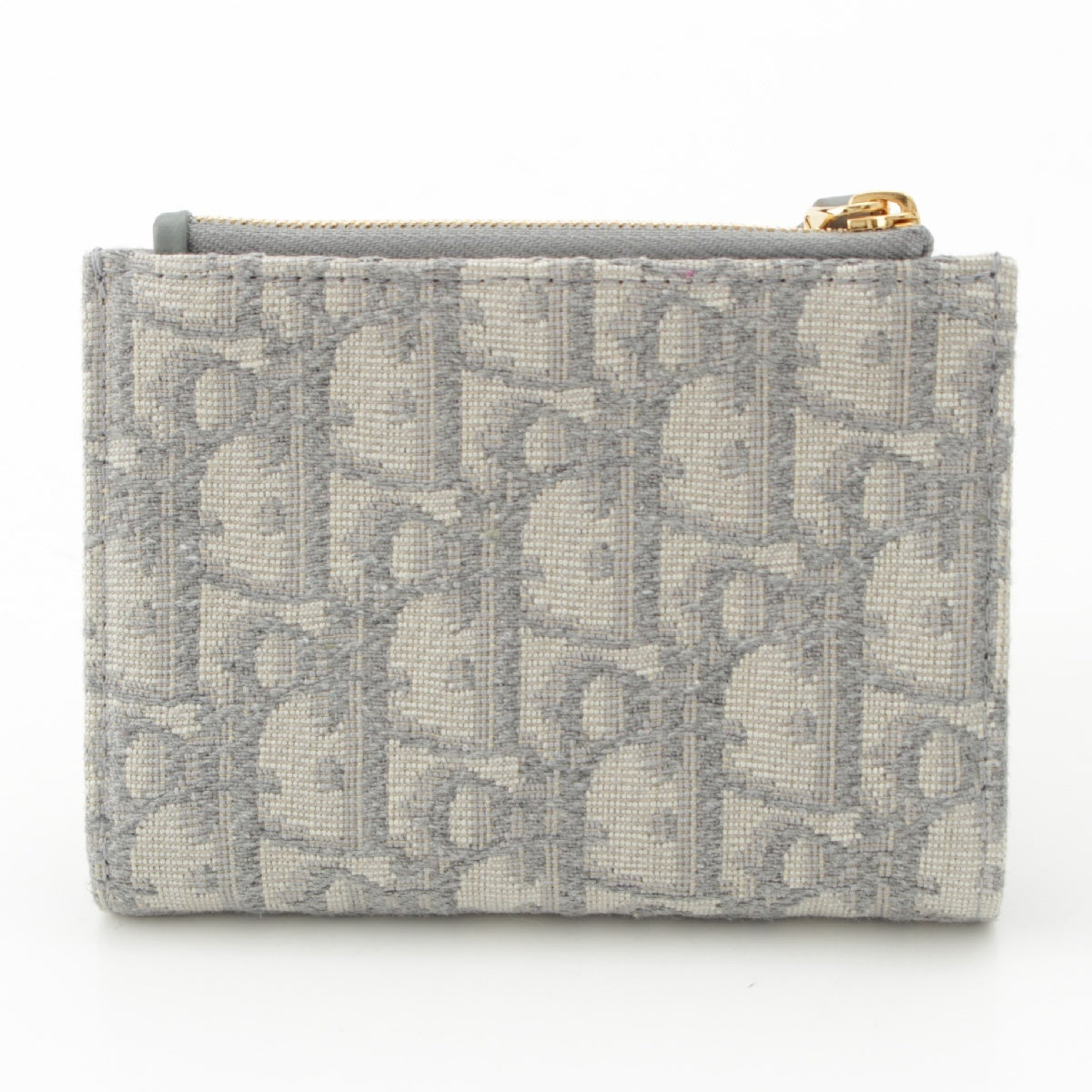 Dior Montaigne 30 Dahlia Jacquard leather Oblique Trotter CD logo Bifold Wallet Compact wallet Blue gray