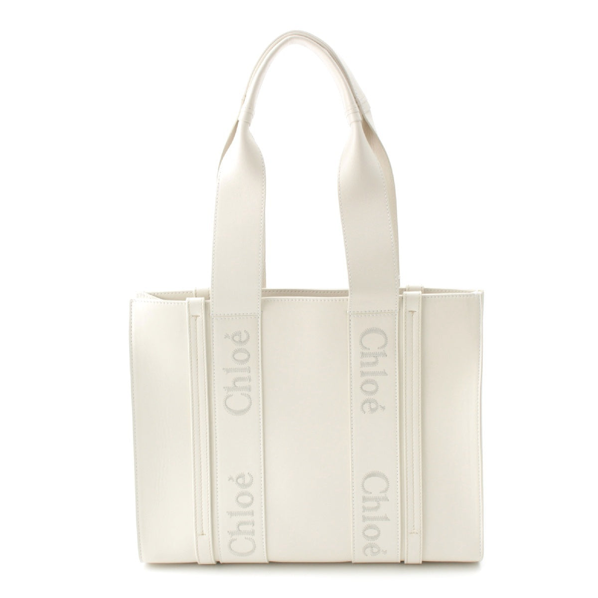 Chloe Woody Medium Soft Leather Tote Bag CHC23US383I60101 White