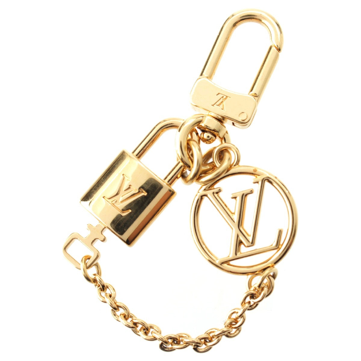 LOUIS VUITTON Micro Charm LV Padlock Chain for Bags strap M01555 gold
