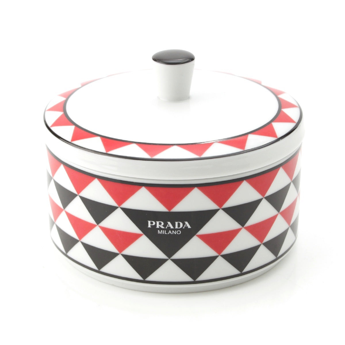 PRADA Triangle Logo Porcelain Case interior Jewelry box Black red white