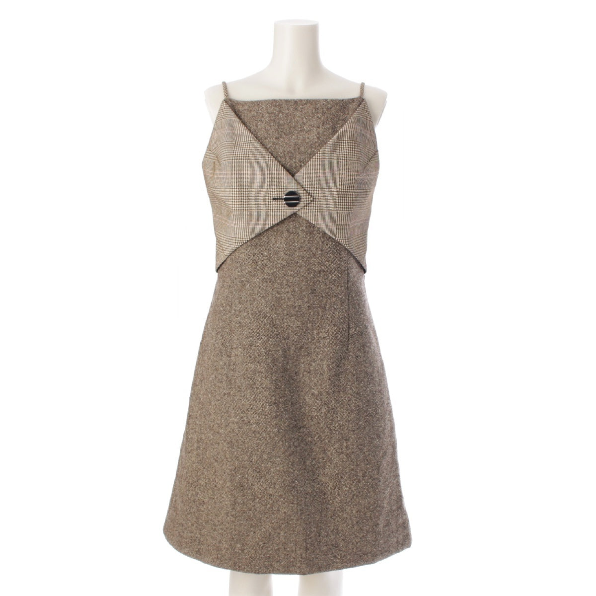 Louis Vuitton 23AW Tweed One Piece Dress RW232WB Beige 38