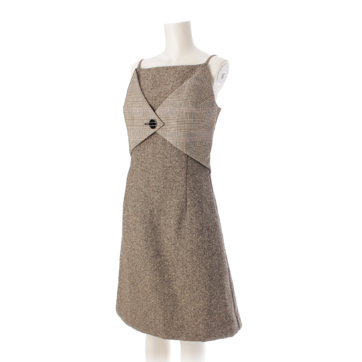Louis Vuitton 23AW Tweed One Piece Dress RW232WB Beige 38
