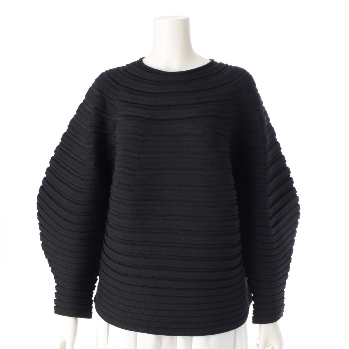 ISSEY MIYAKE 24Stainless Steel Mushroom deformed crew neck knit Sweater tops PP41KK811 black F