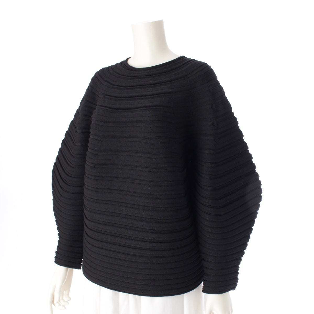 ISSEY MIYAKE 24Stainless Steel Mushroom deformed crew neck knit Sweater tops PP41KK811 black F