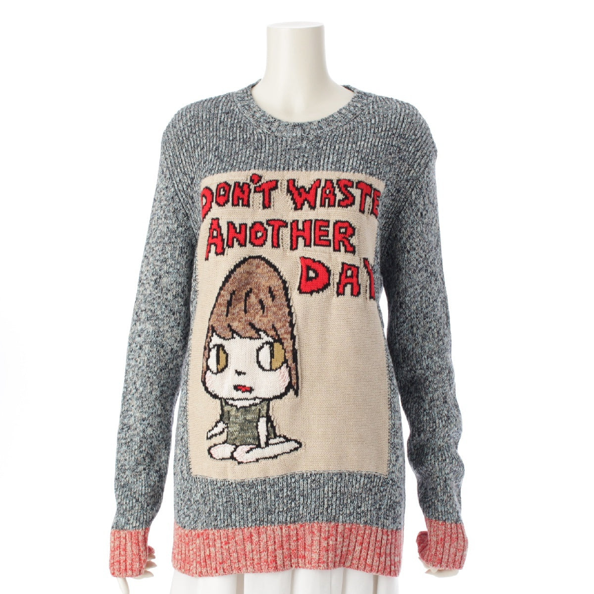 Stella McCartney Yoshitomo Nara cotton Long sleeve knit sweater tops 583371 blue XL