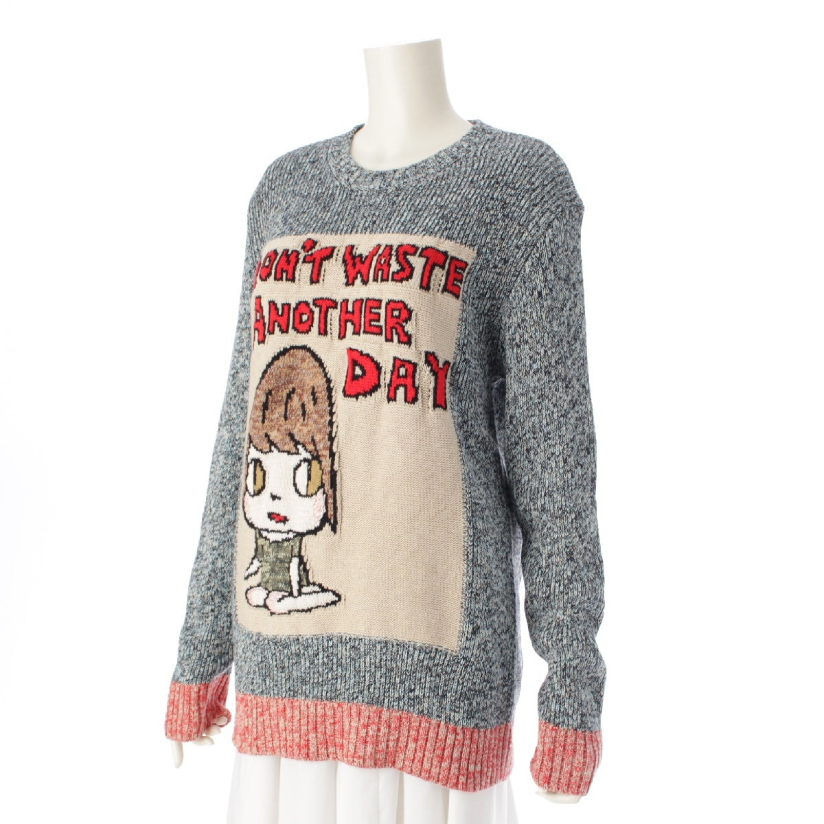 Stella McCartney Yoshitomo Nara cotton Long sleeve knit sweater tops 583371 blue XL