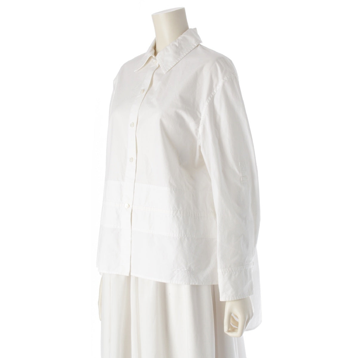 Hermes 23 years old Caleche embroidery Serie button oversized long sleeve shirt jacket 3E0638DT white 36