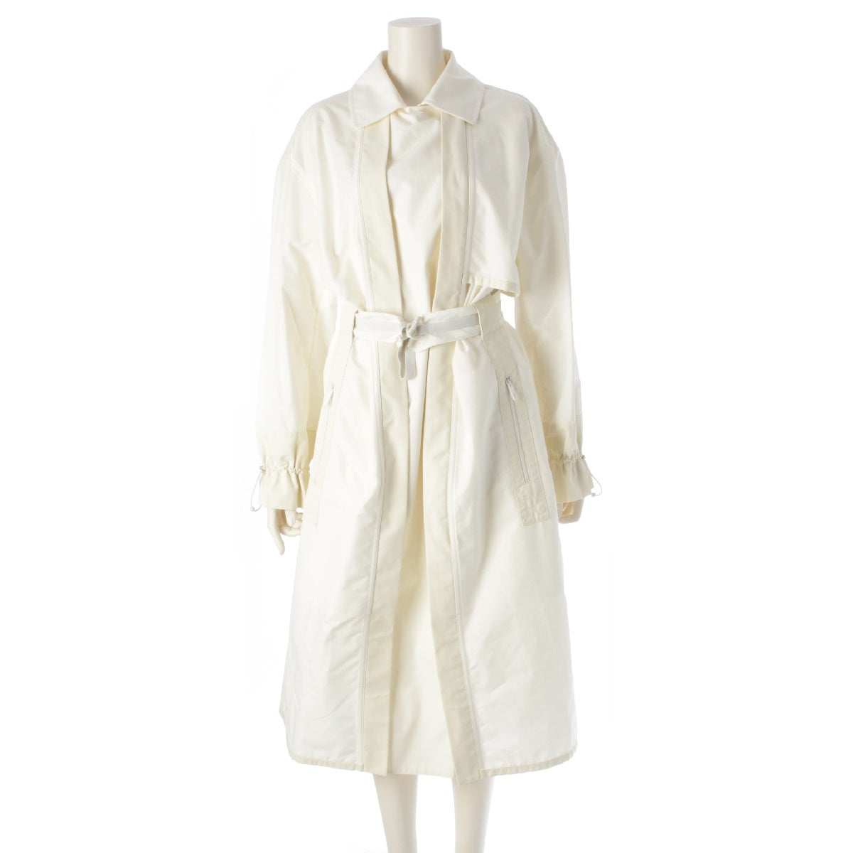 Hermes 23Stainless Steel Technical Wool Blend Trench Coat H3E0116DI0E36 Ivory
