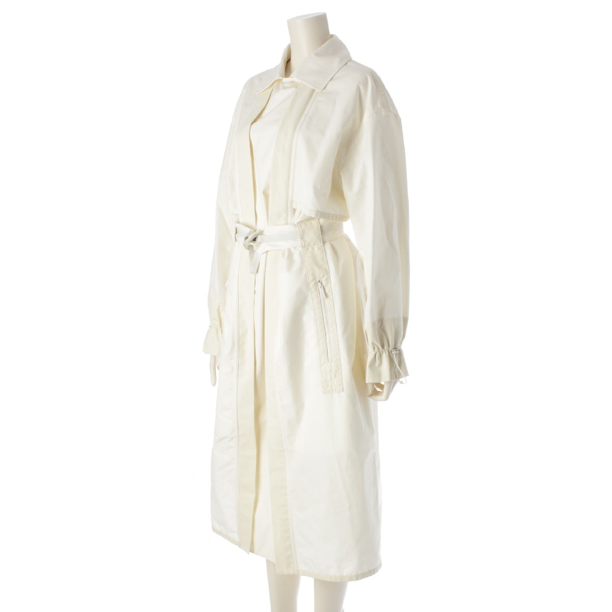 Hermes 23Stainless Steel Technical Wool Blend Trench Coat H3E0116DI0E36 Ivory