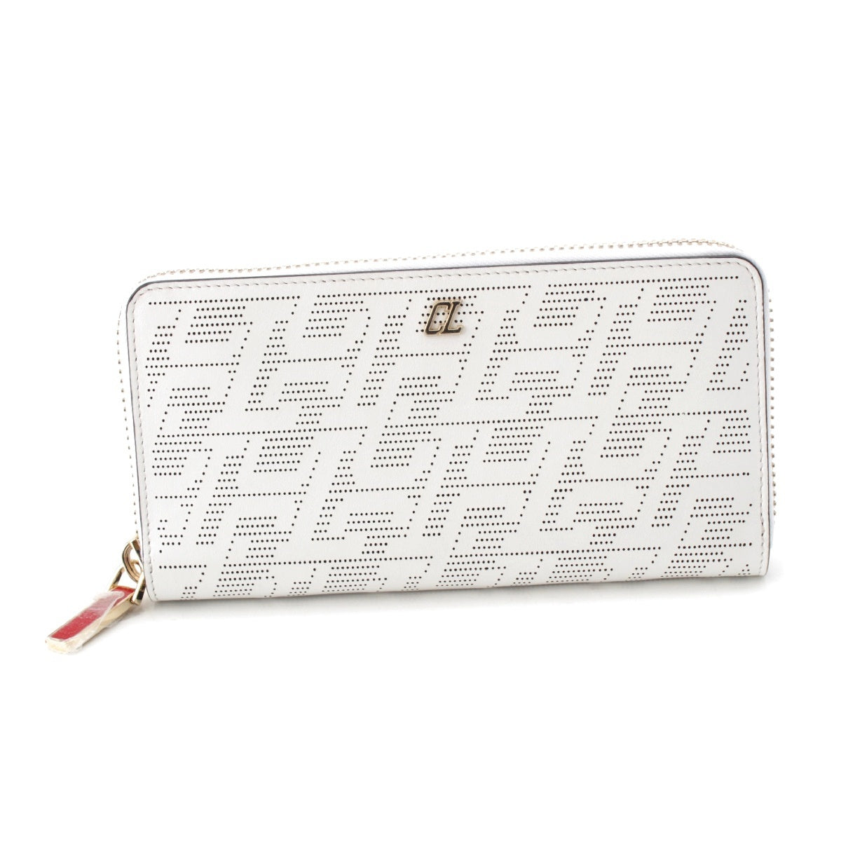 Christian Louboutin CL Monogram Double Panettone Zip Around Purse Wallet 1235147 white