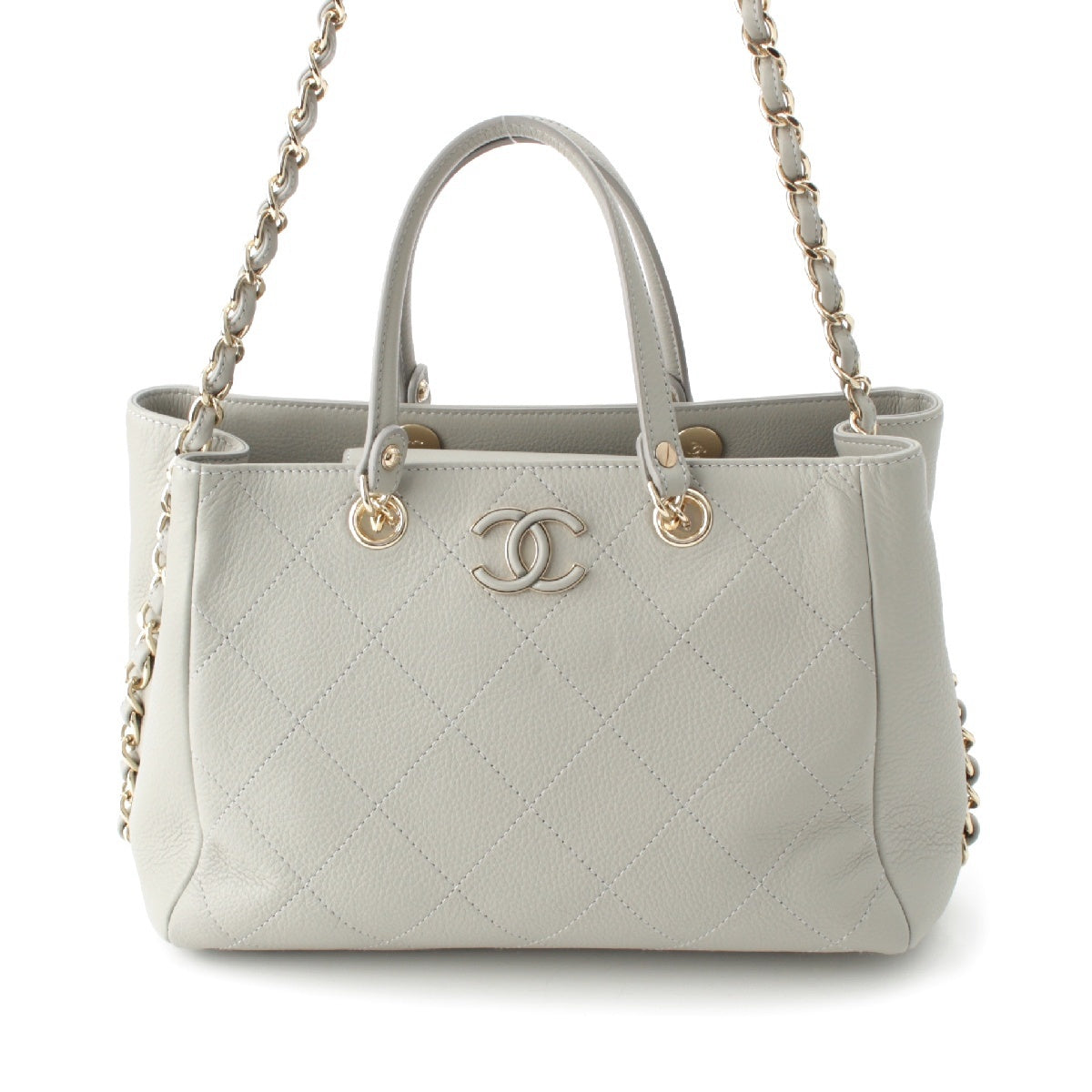 Chanel Calfskin Shopping Tote Small 2wayShoulder Bag AS0355 Grey