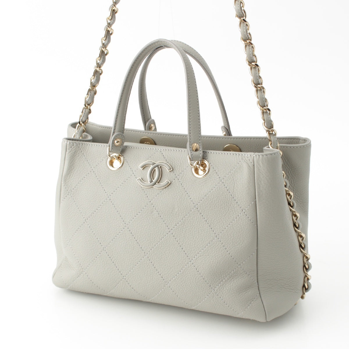 Chanel Calfskin Shopping Tote Small 2wayShoulder Bag AS0355 Grey