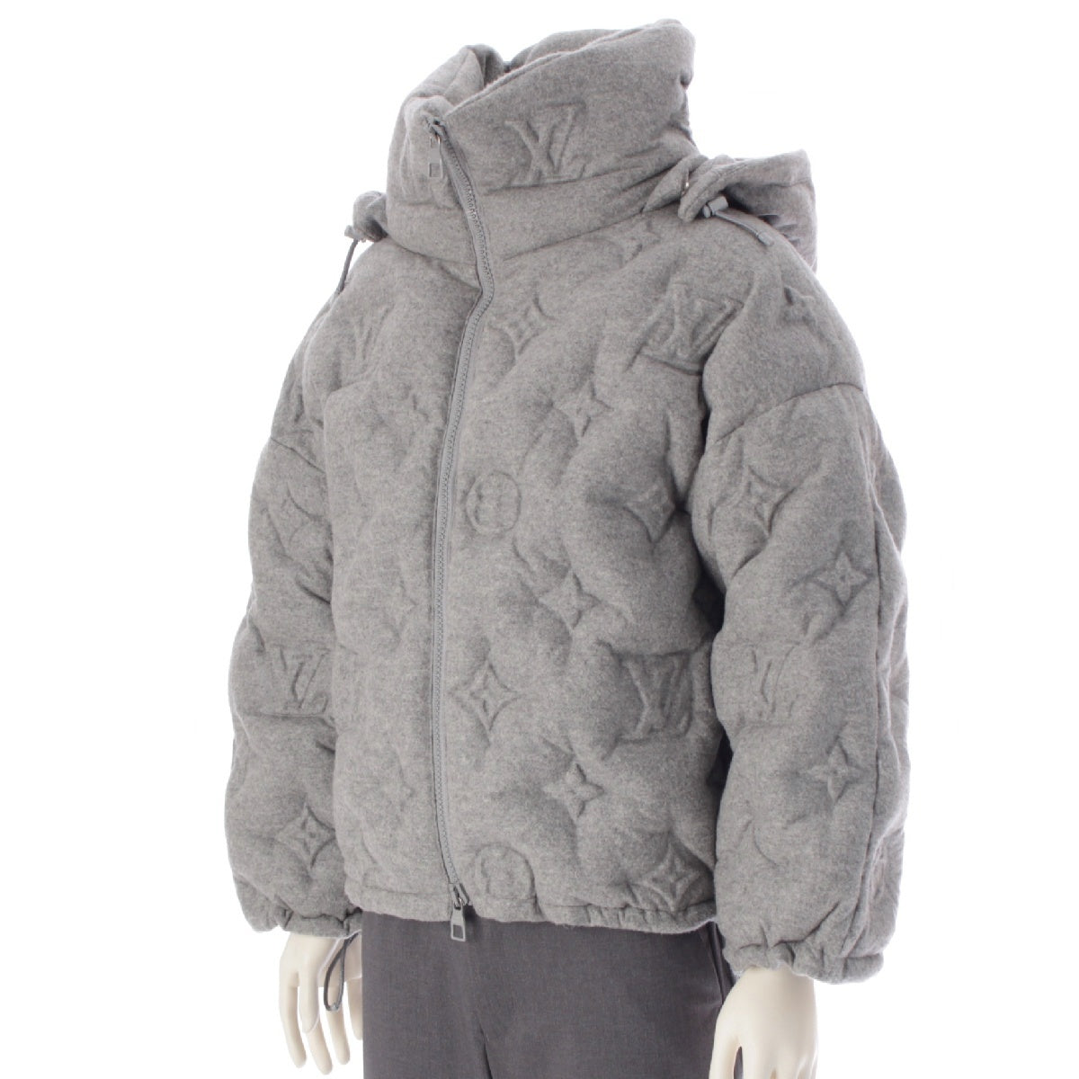 LOUIS VUITTON Cashmere x silk Monogram Boyhood Puff Jacket outer HHK72EUY5 gray 48