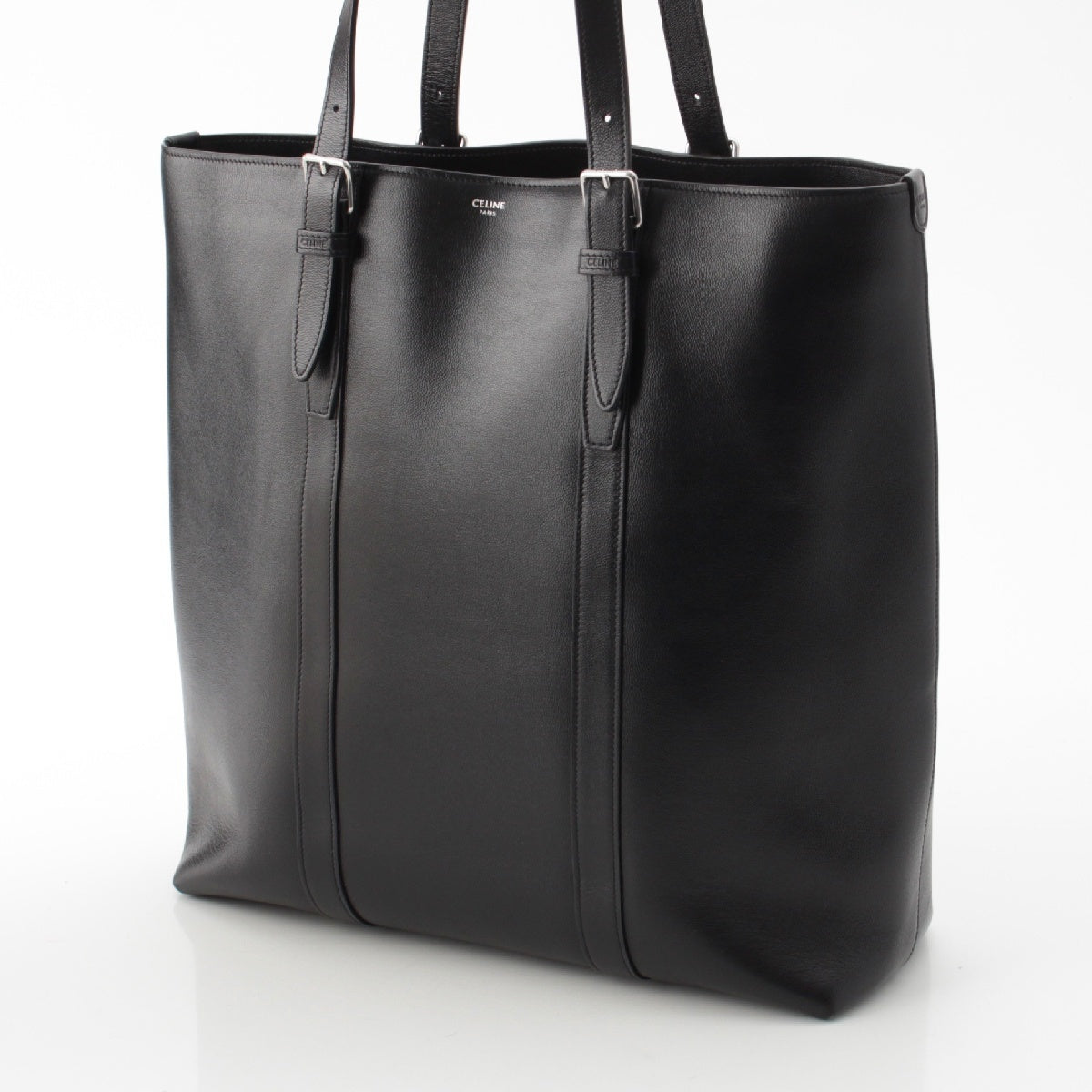 CELINE Buckled Cover Smooth Calfskin Tote Bag 113743ESY black