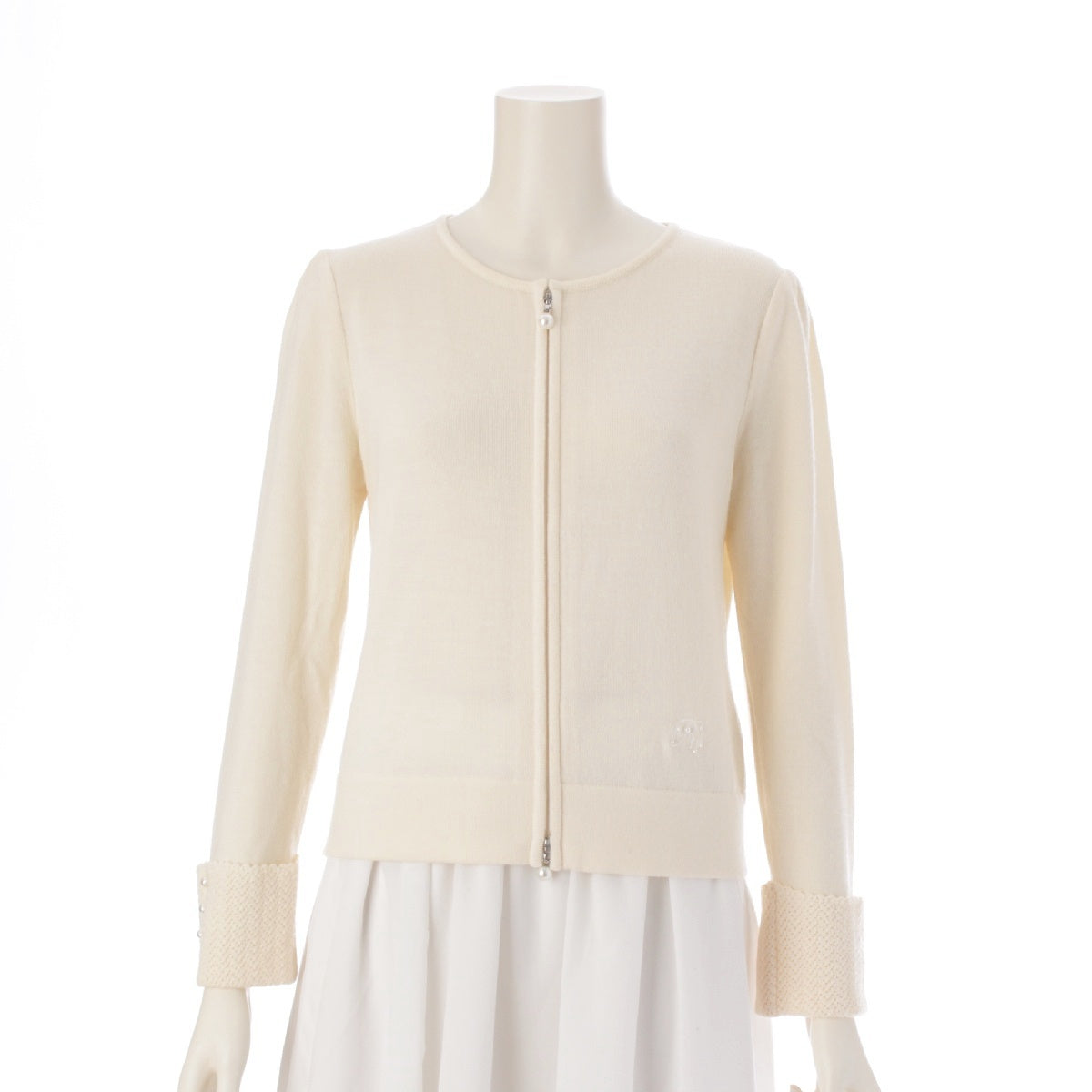Rene 22 years wool Pearl Lace Zip cardigan tops 6132560 white 36