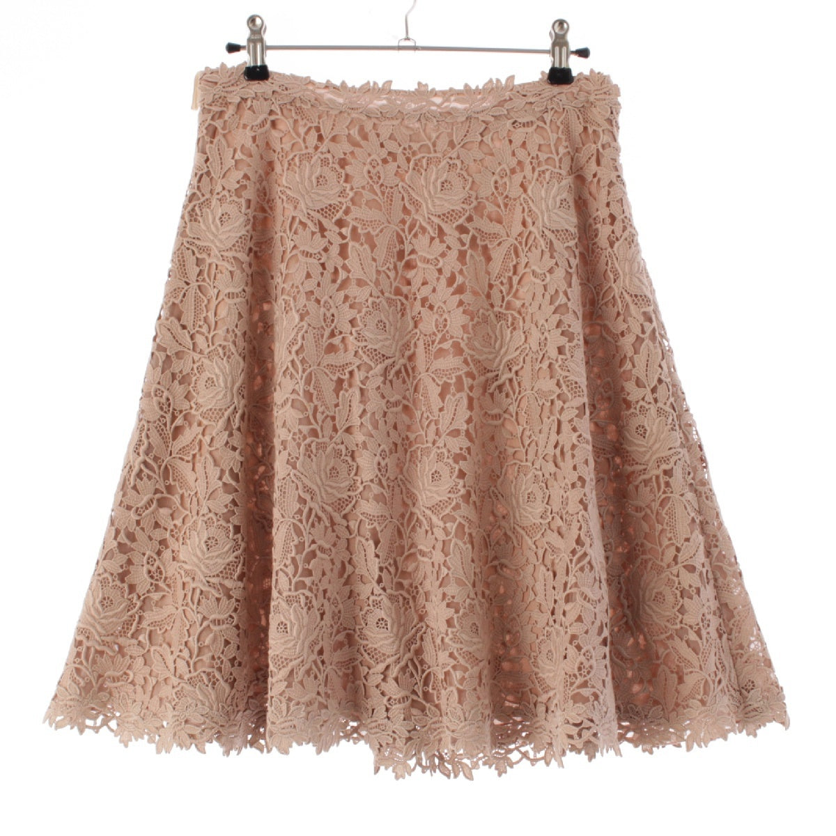VALENTINO cotton Floral lace flare skirt EB3GN256-V702918 pink beige 42