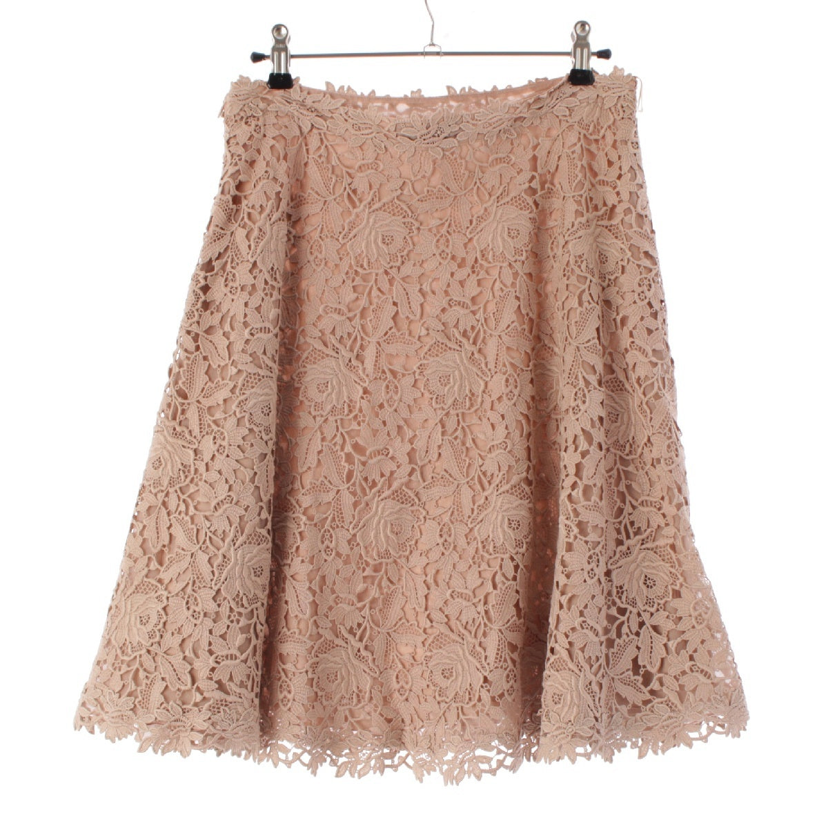 VALENTINO cotton Floral lace flare skirt EB3GN256-V702918 pink beige 42