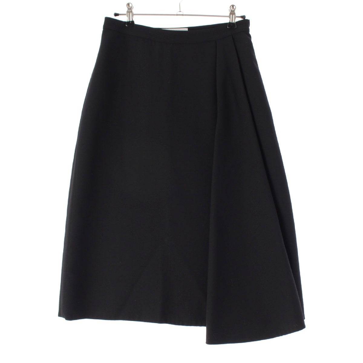 VALENTINO Virgin wool Side Slit Asymmetric Zip Midi skirt black 8