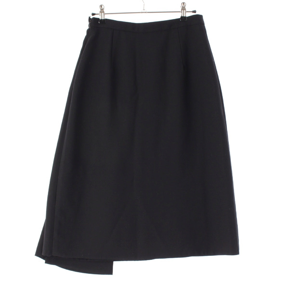 VALENTINO Virgin wool Side Slit Asymmetric Zip Midi skirt black 8