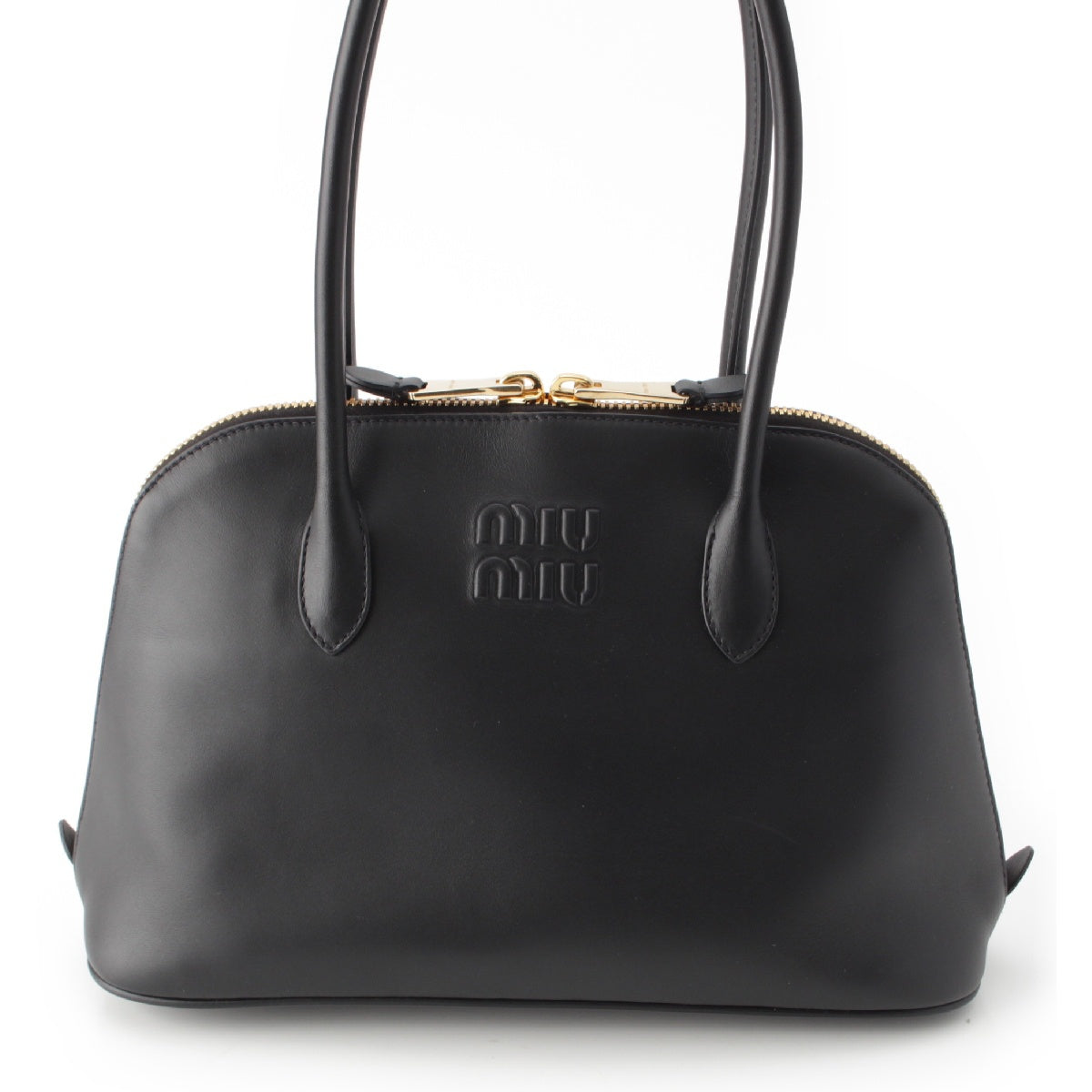 MIUMIU 24 years leather Logo embossed Handbag 5BA289 black