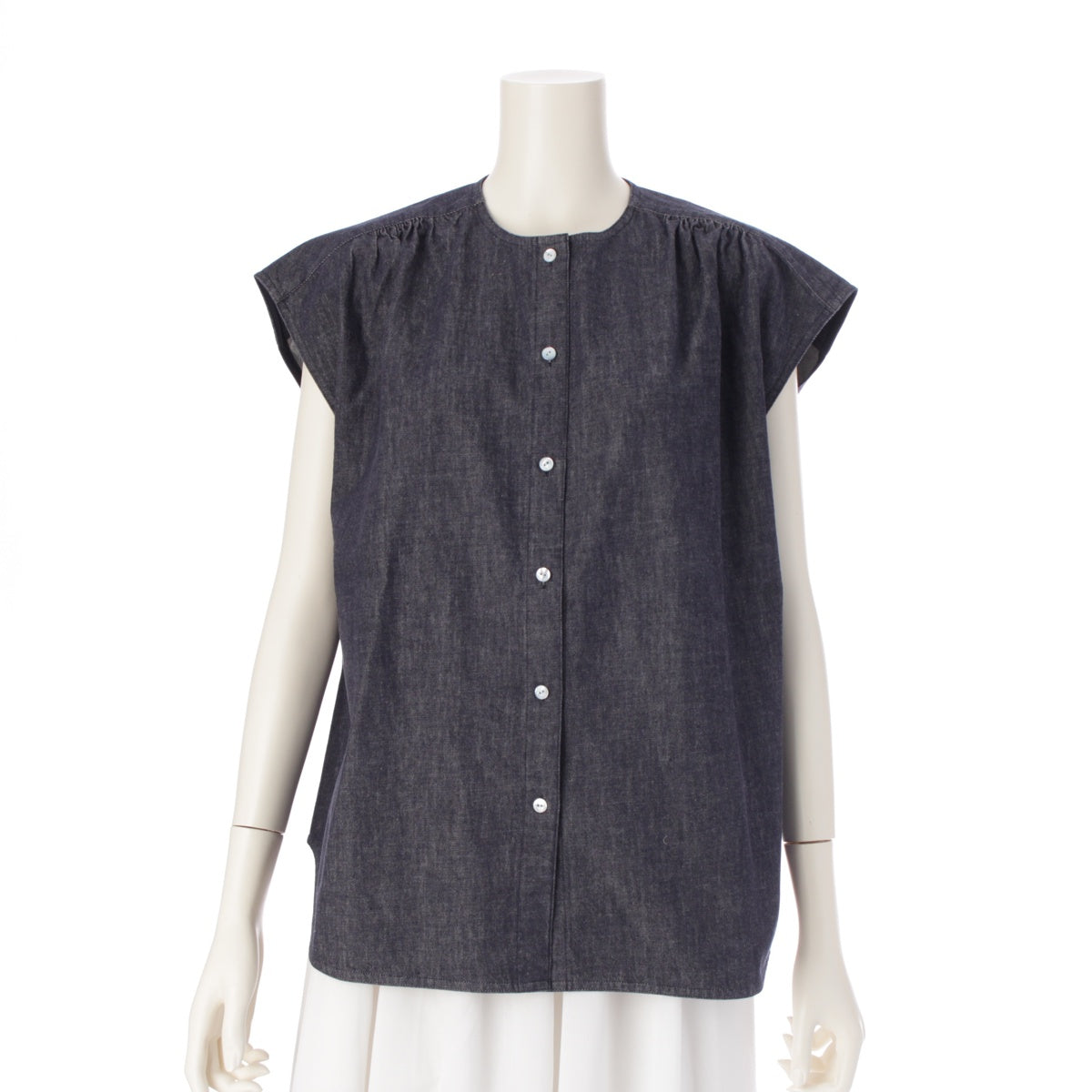 Drawer cotton Denim sleeveless shirt tops 6521-299-1202 Indigo
