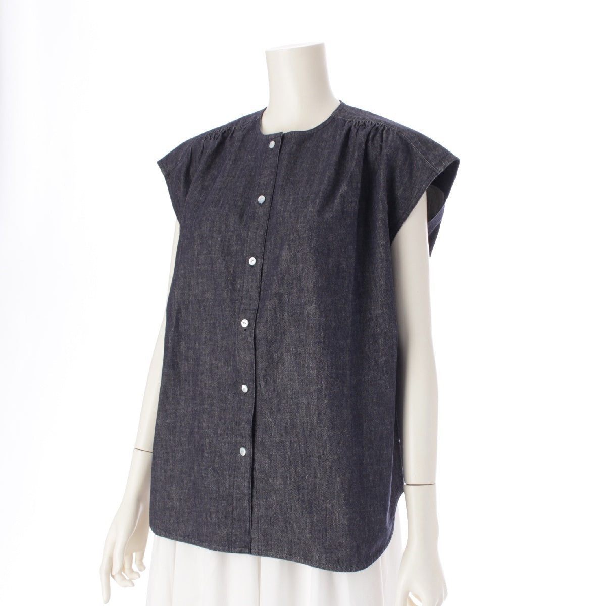 Drawer cotton Denim sleeveless shirt tops 6521-299-1202 Indigo