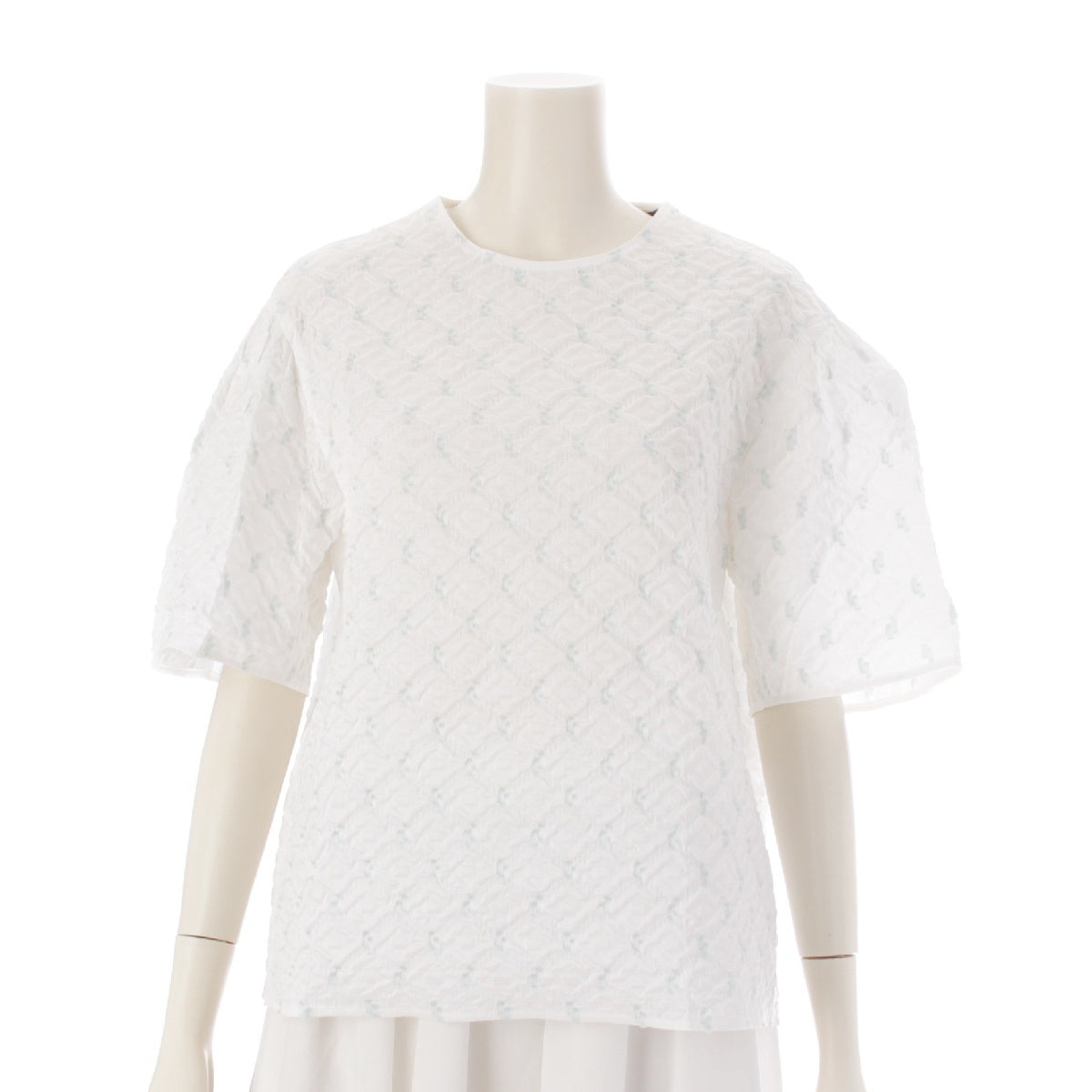 Drawer 24Stainless Steel M.SUMMER1 Matelasse Puffy Jacquard All-over Pattern blouse tops 6521-234-1194 white 36