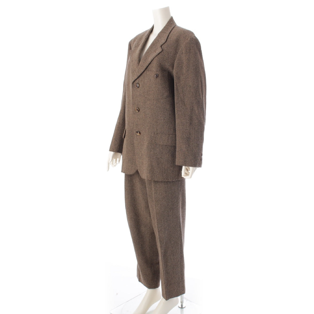 ISSEY MIYAKE wool tweed Pants setup Jacket Slacks ME73-FF176 Brown L