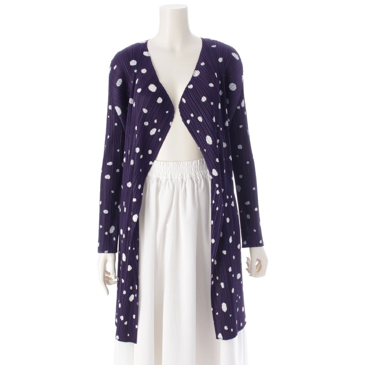 PLEATS PLEASE ISSEY  Dot Pattern Polka Dot Long cardigan tops PP93-JE173 purple 3