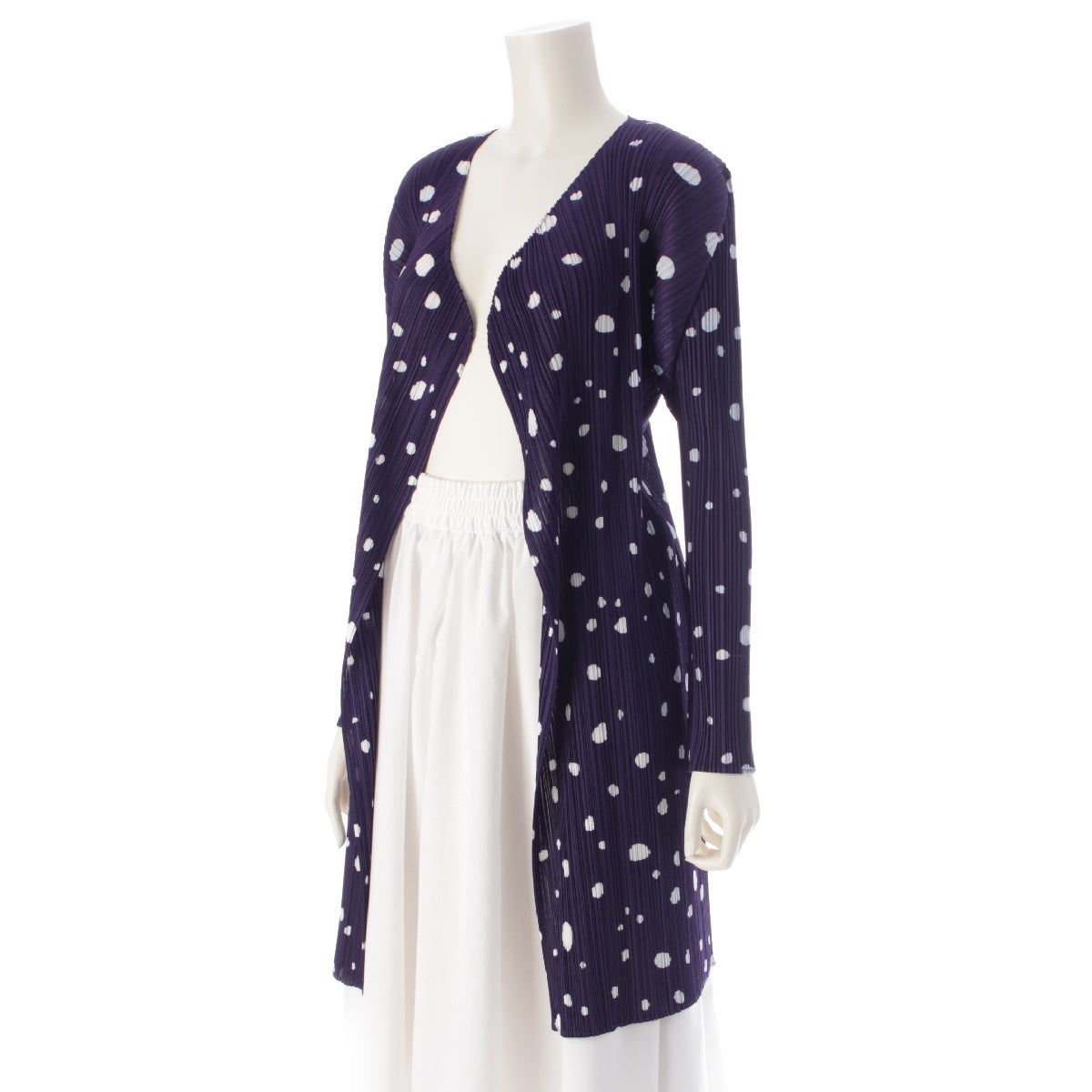 PLEATS PLEASE ISSEY  Dot Pattern Polka Dot Long cardigan tops PP93-JE173 purple 3
