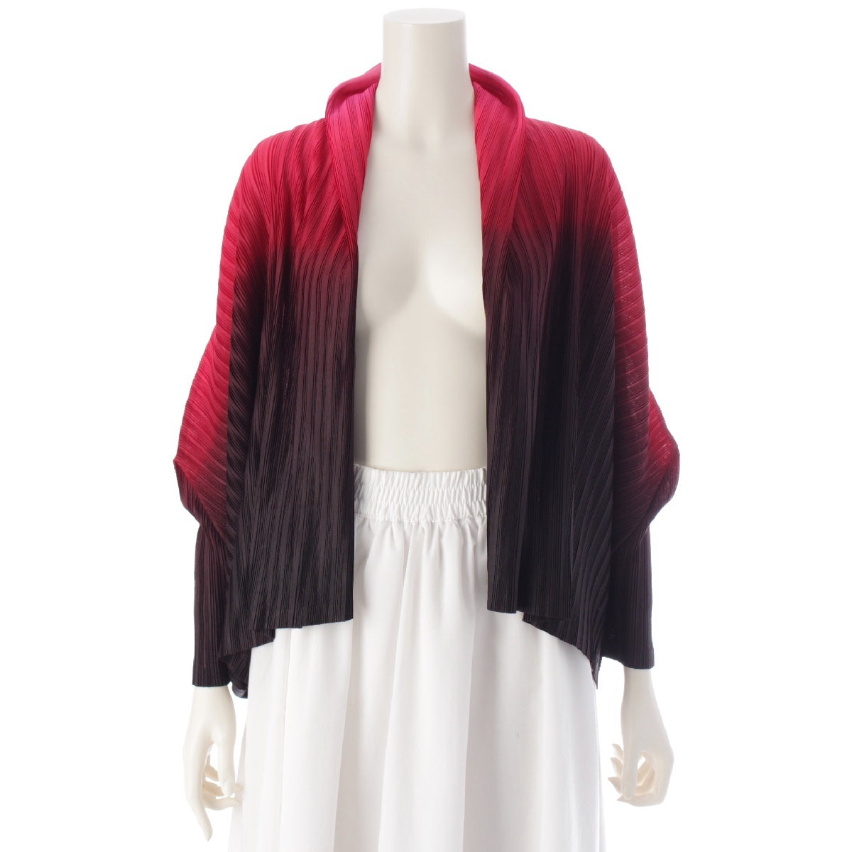 PLEATS PLEASE ISSEY  Buttonless Gradient cardigan tops PP11-F0313 Red 3