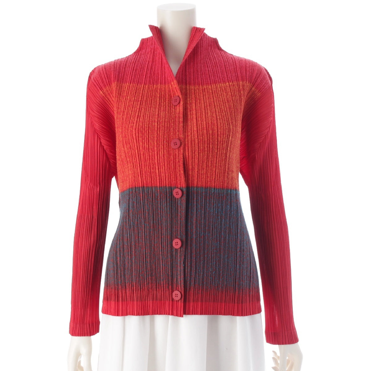 ISSEY MIYAKE Striped Thick Shirt Jacket tops Red x orange 3