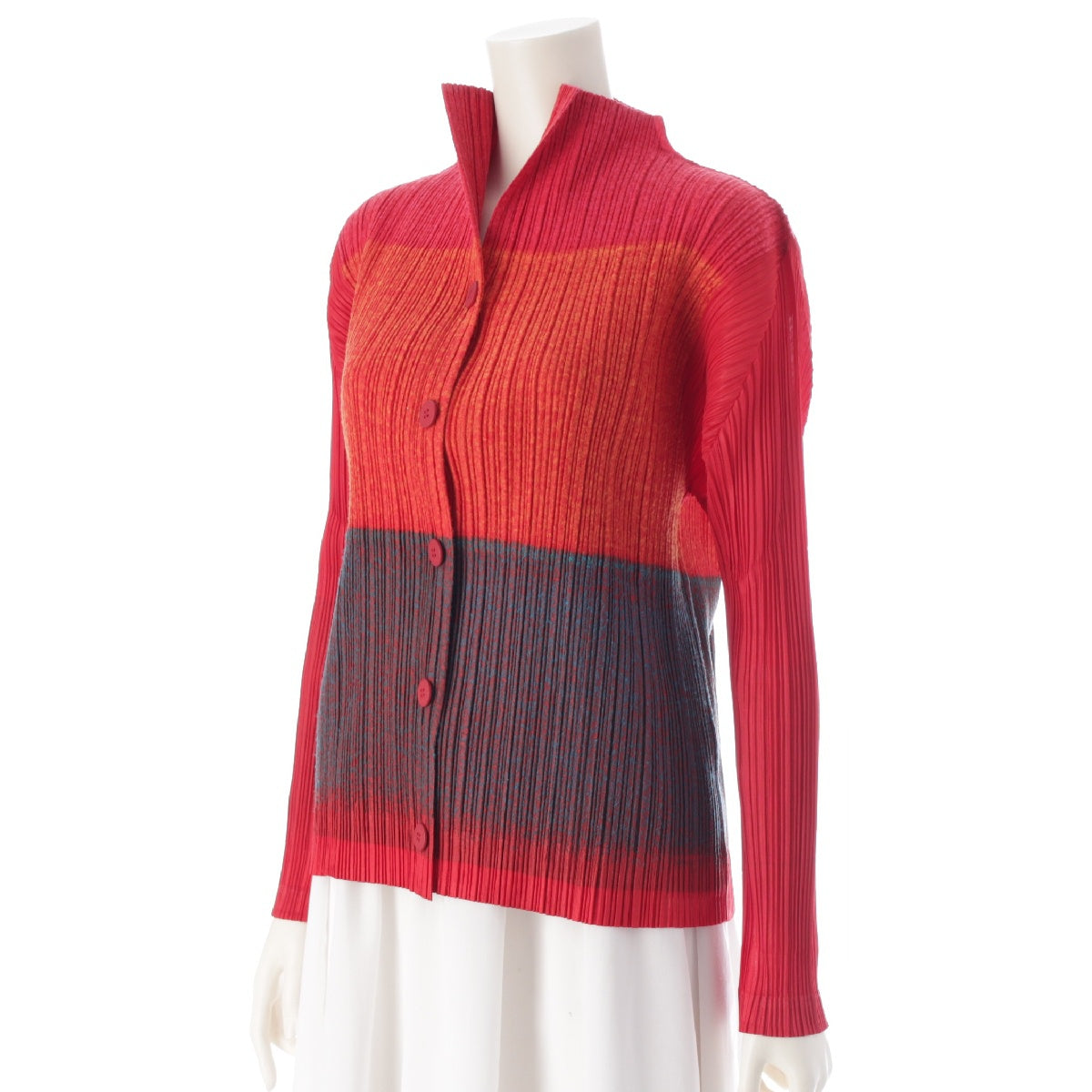 ISSEY MIYAKE Striped Thick Shirt Jacket tops Red x orange 3