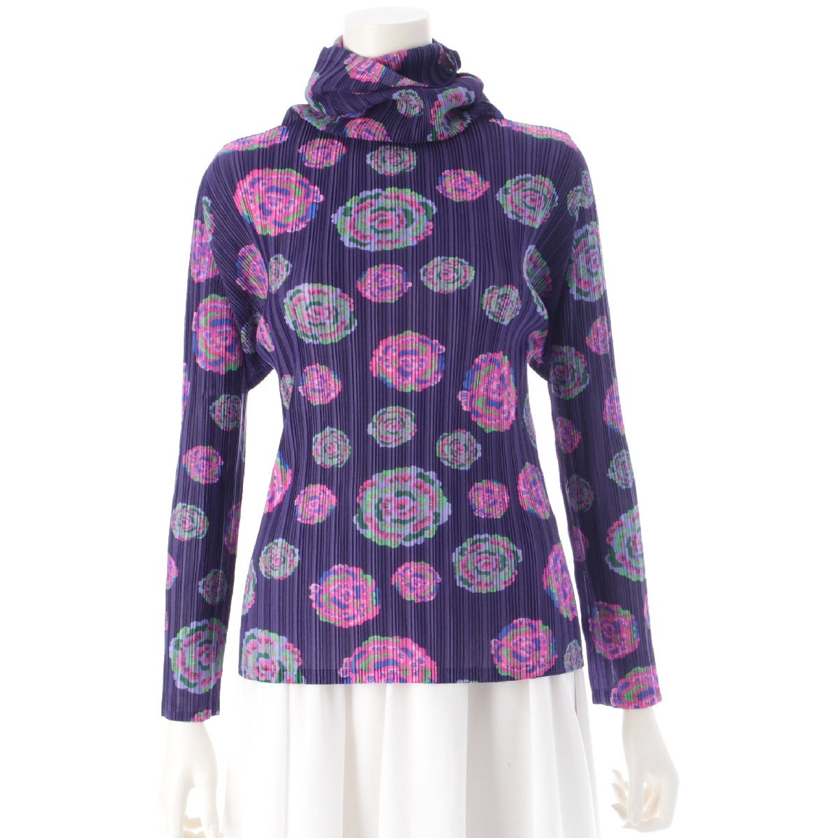PLEATS PLEASE ISSEY  High neck floral pattern Cut tops purple 3
