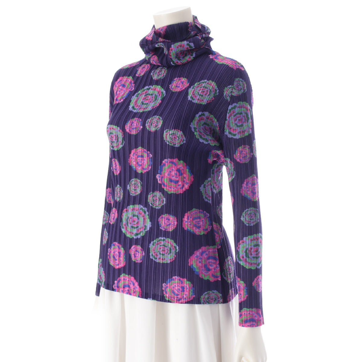 PLEATS PLEASE ISSEY  High neck floral pattern Cut tops purple 3