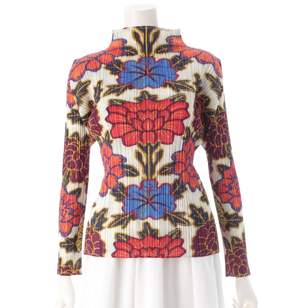 PLEATS PLEASE ISSEY  Mock neck floral pattern Cut tops PP91-JK744 multicolor 3