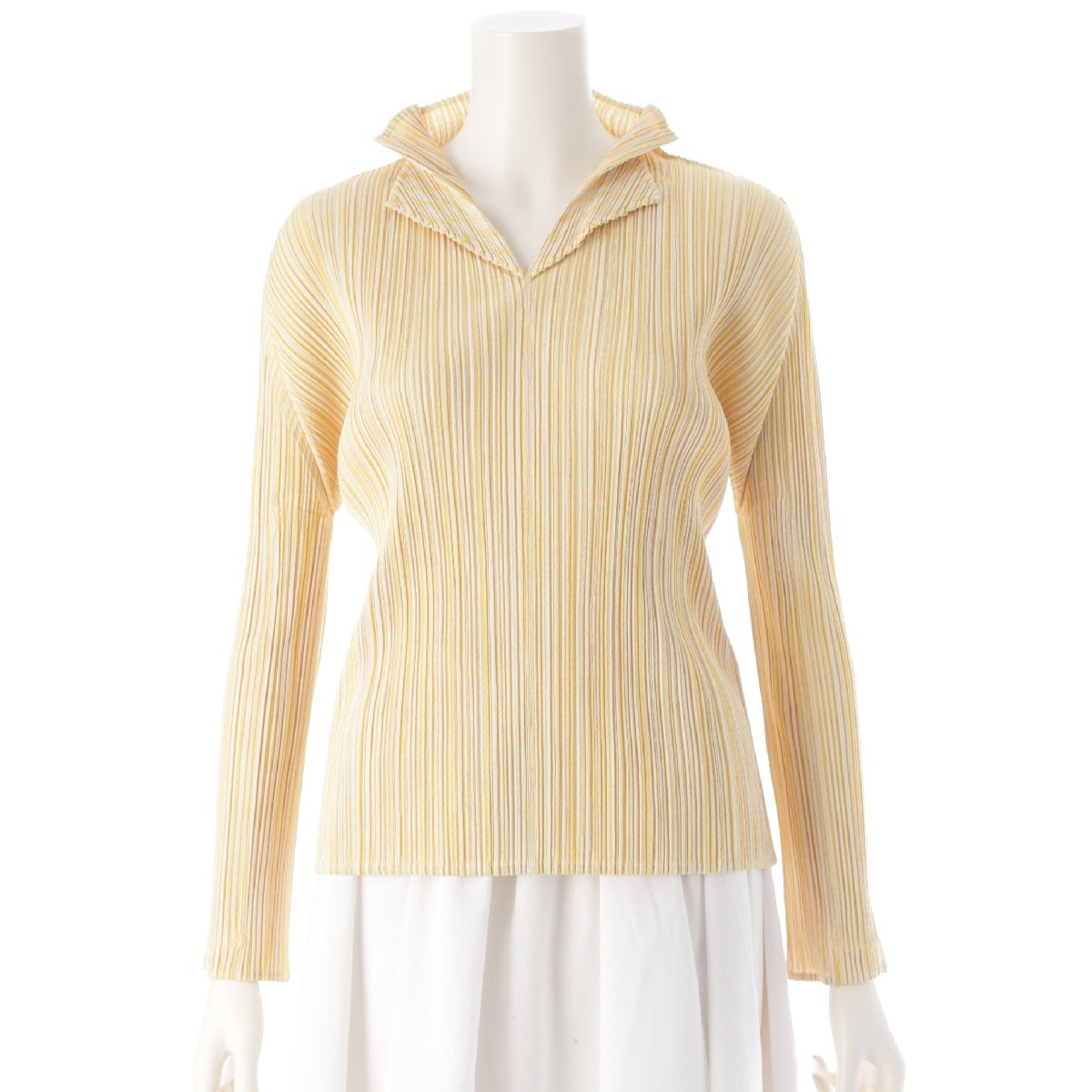 PLEATS PLEASE ISSEY  Cotton blend Long sleeve blouse tops PP01-JK535 yellow 3