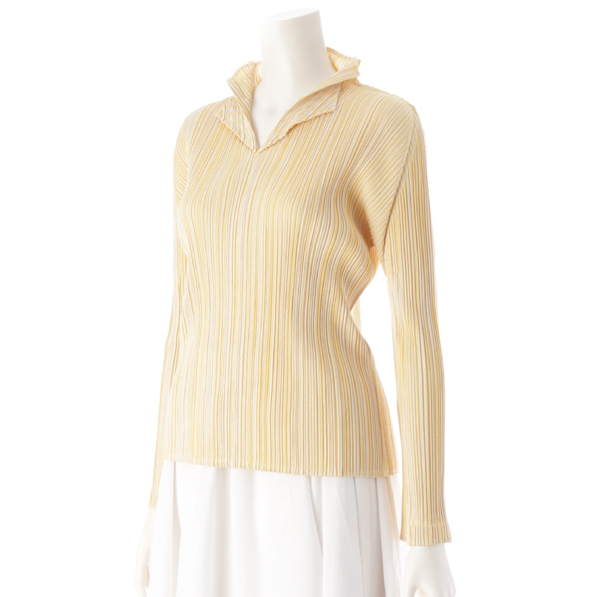 PLEATS PLEASE ISSEY  Cotton blend Long sleeve blouse tops PP01-JK535 yellow 3