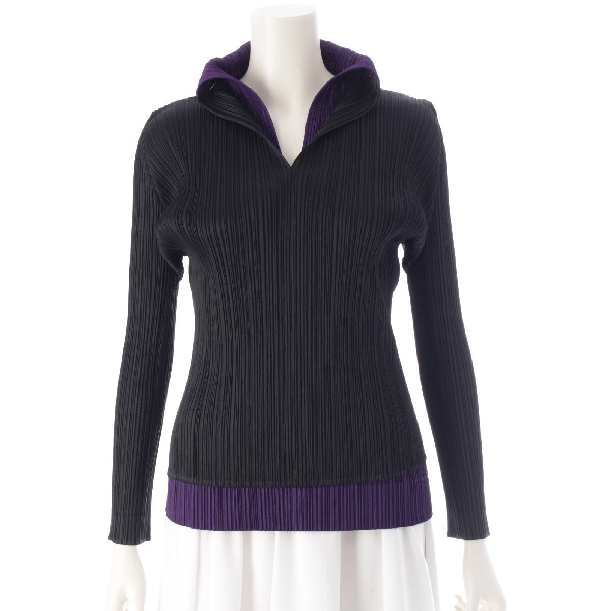 PLEATS PLEASE ISSEY  Layered blouse tops PP93-JK594 Black x purple 3