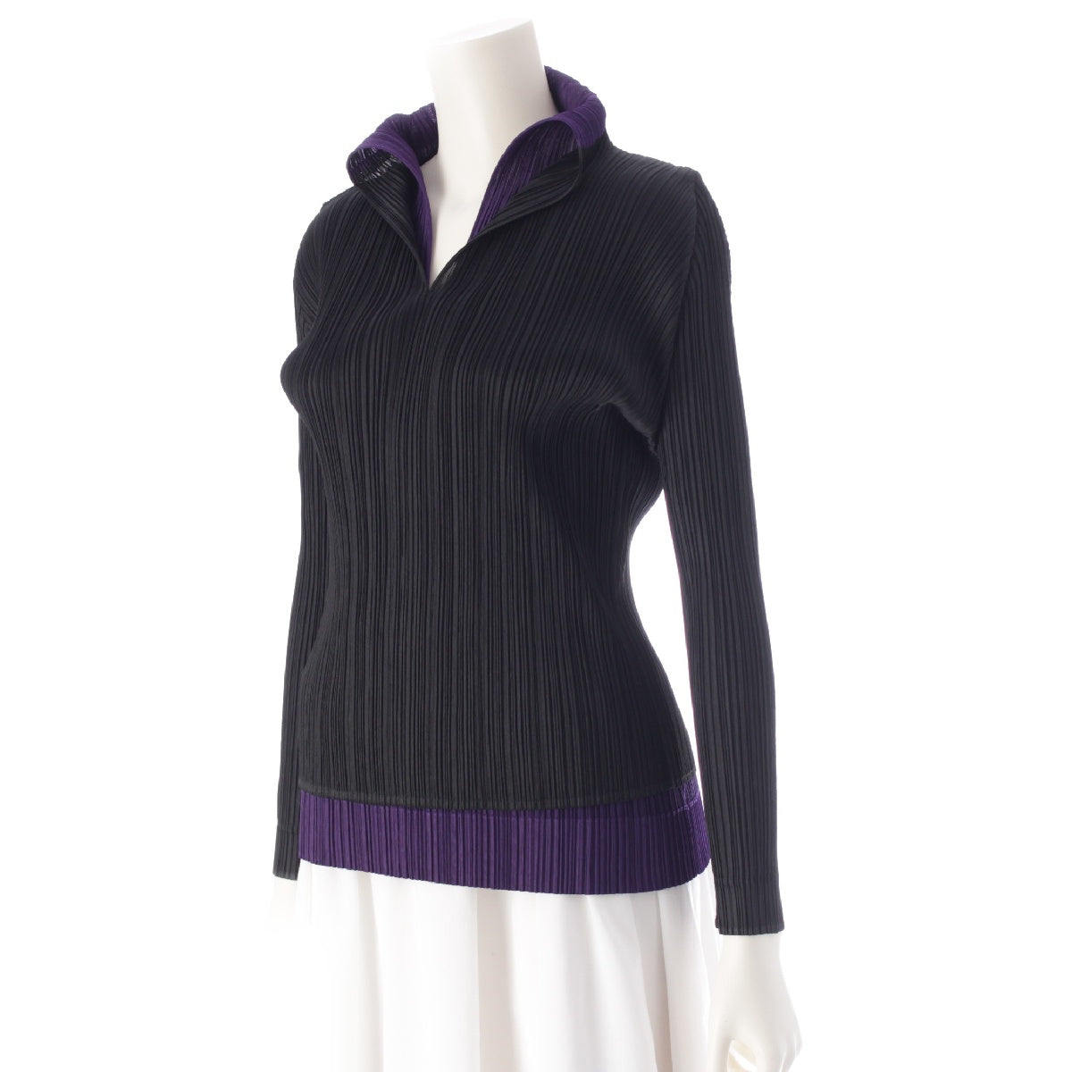 PLEATS PLEASE ISSEY  Layered blouse tops PP93-JK594 Black x purple 3