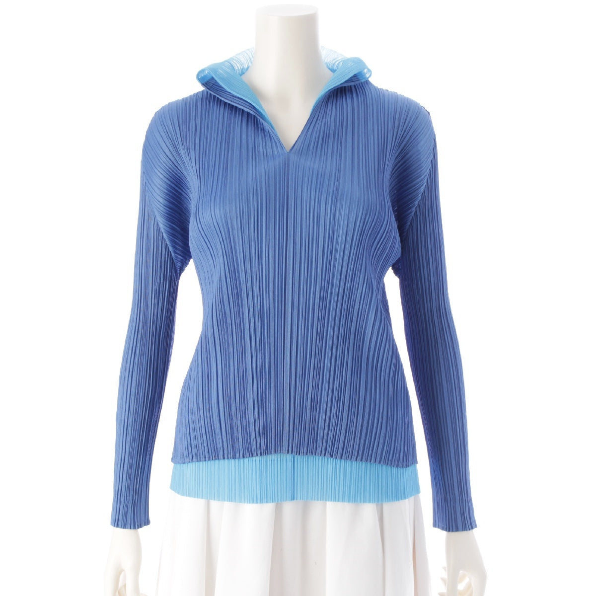 PLEATS PLEASE ISSEY  Layered Long Sleeve blouse tops blue 3