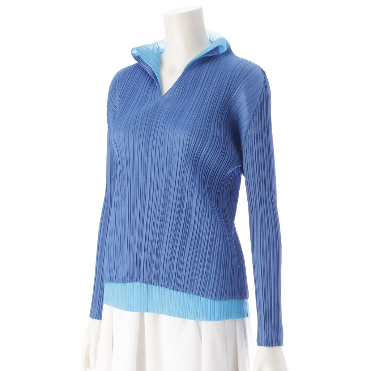 PLEATS PLEASE ISSEY  Layered Long Sleeve blouse tops blue 3