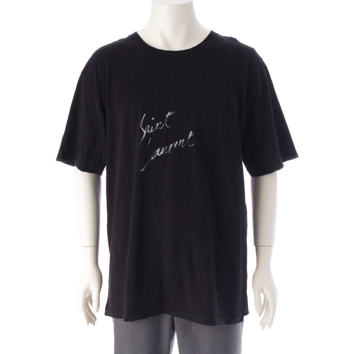 SAINT LAURENT 21 years cotton logo Short sleeve T-shirt Tops cut 480406 black L