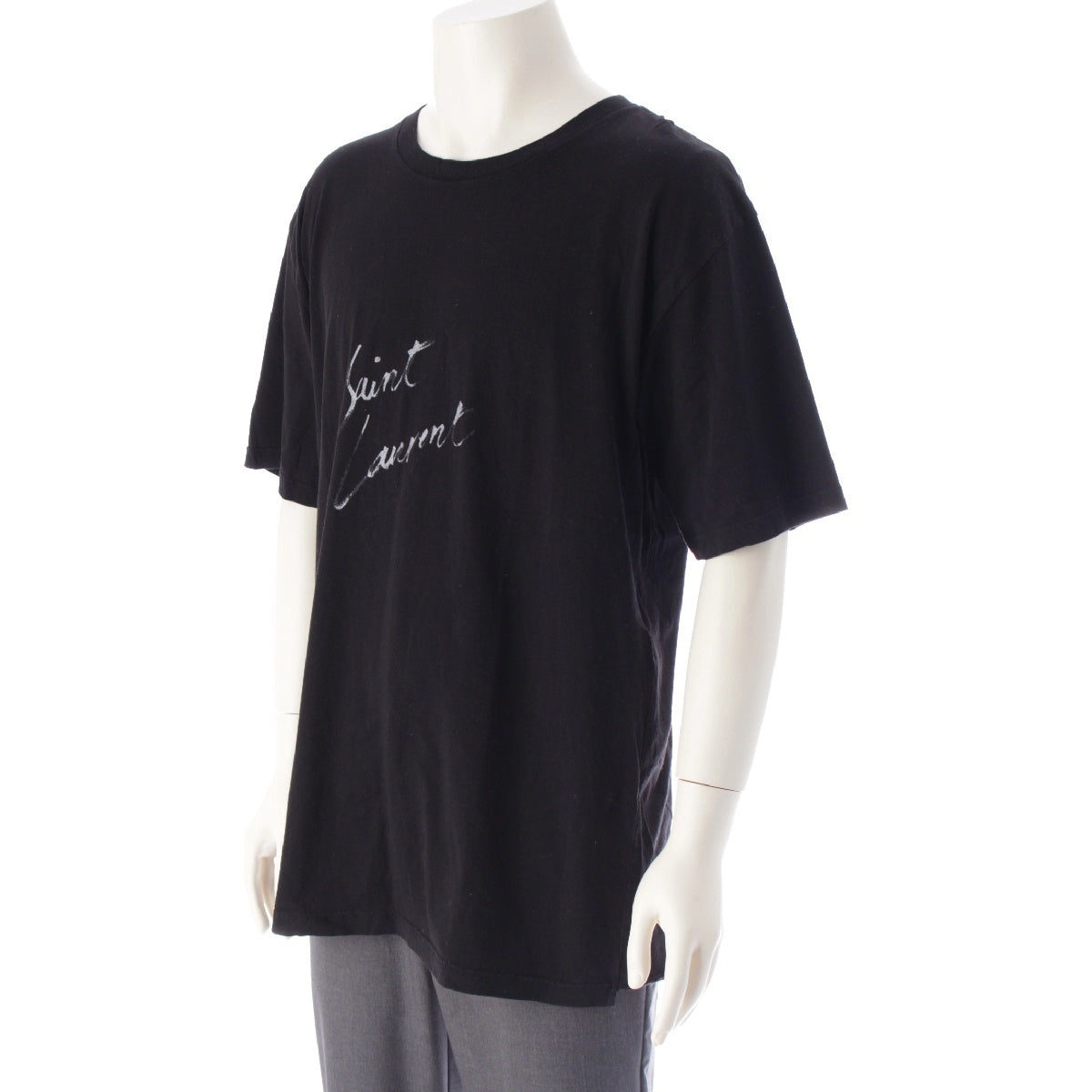 SAINT LAURENT 21 years cotton logo Short sleeve T-shirt Tops cut 480406 black L