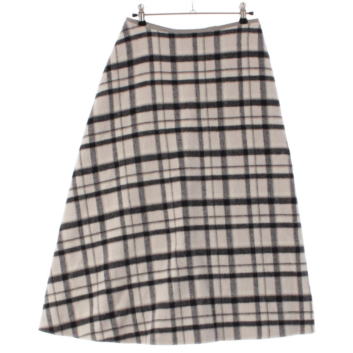 Drawer wool check skirt Trapezoid 6524-299-1666 White Ivory 36
