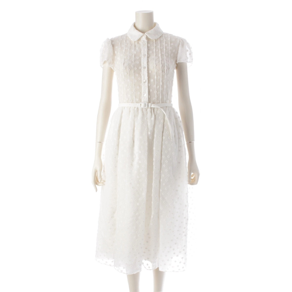 Seventen Floral cut jacquard chiffon one piece dress 7S508 white XS