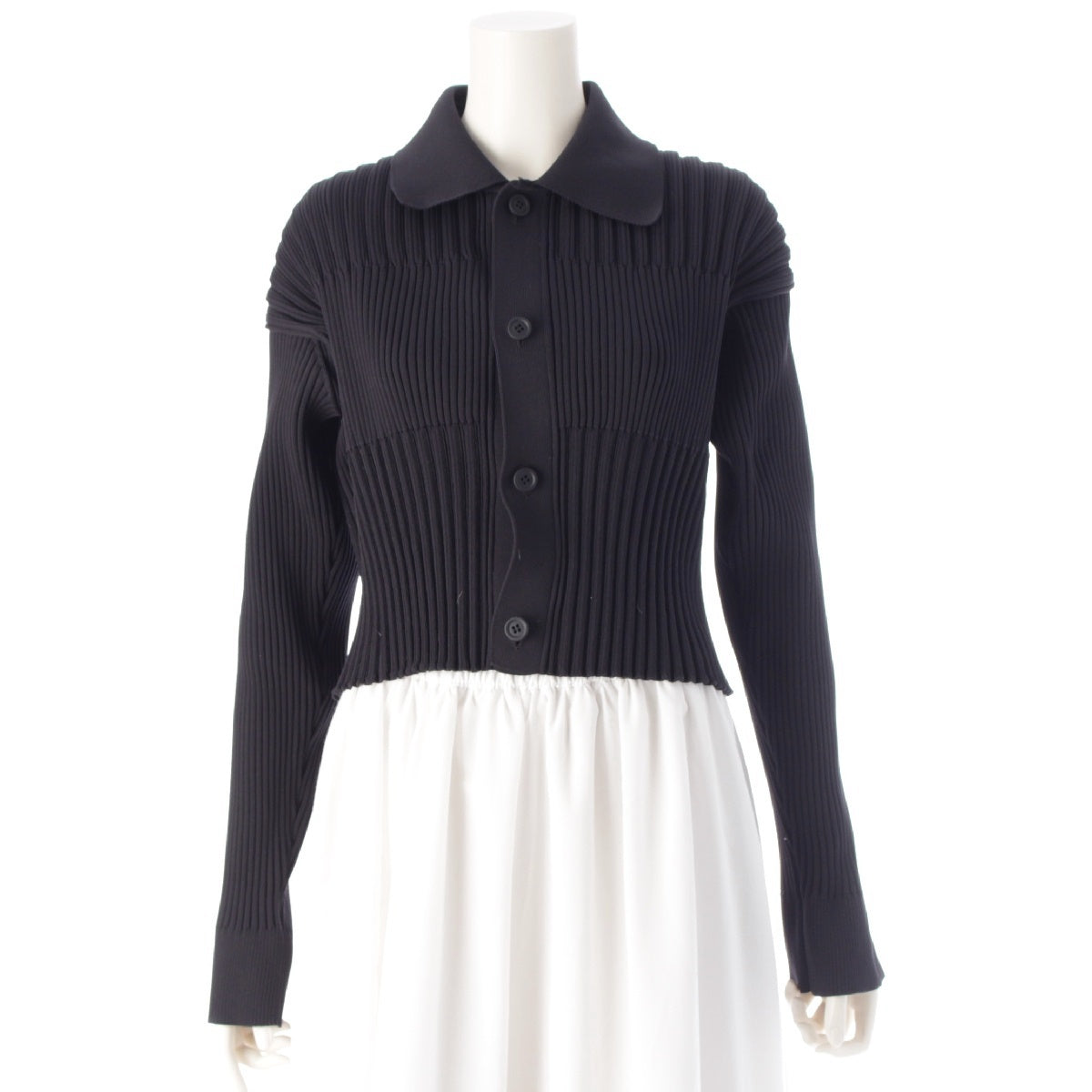 CFCL FLUTED CROPPED SHIRT CARDIGAN RIB KNIT cardigan Clobbed CF006KE013 Navy 3